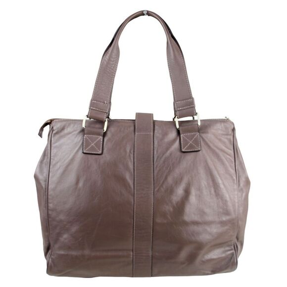 Bennemann BROWN GENUINE LEATHER BUCKLE SHOULDER BAG BUSINESS TOTE HANDBAG PURSE - Picture 5 of 15